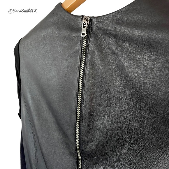 HELMUT LANG Black Lambskin Leather Panel Long Sleeve Mini Dress NWOT - Picture 15 of 16